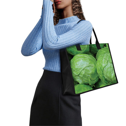 Green Cabbage Print Canvas Tote Bag