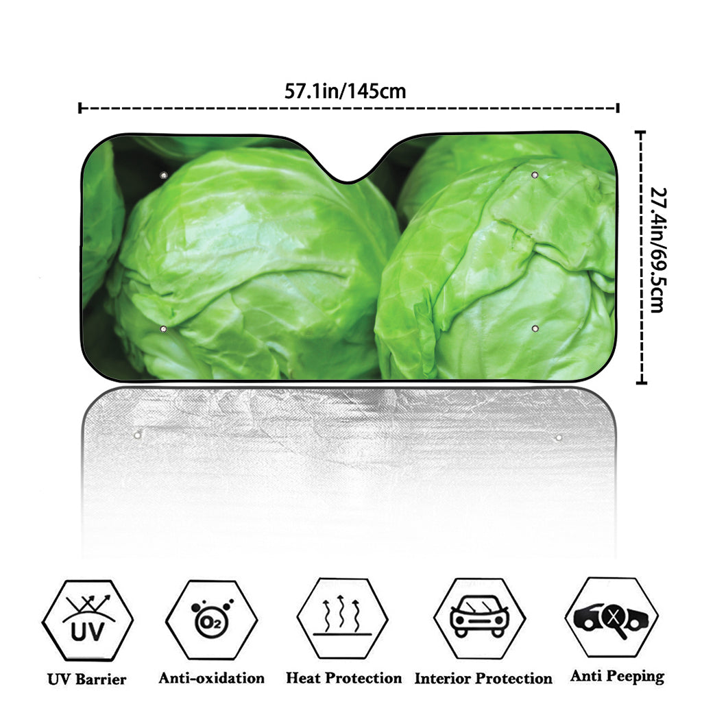 Green Cabbage Print Car Windshield Sun Shade