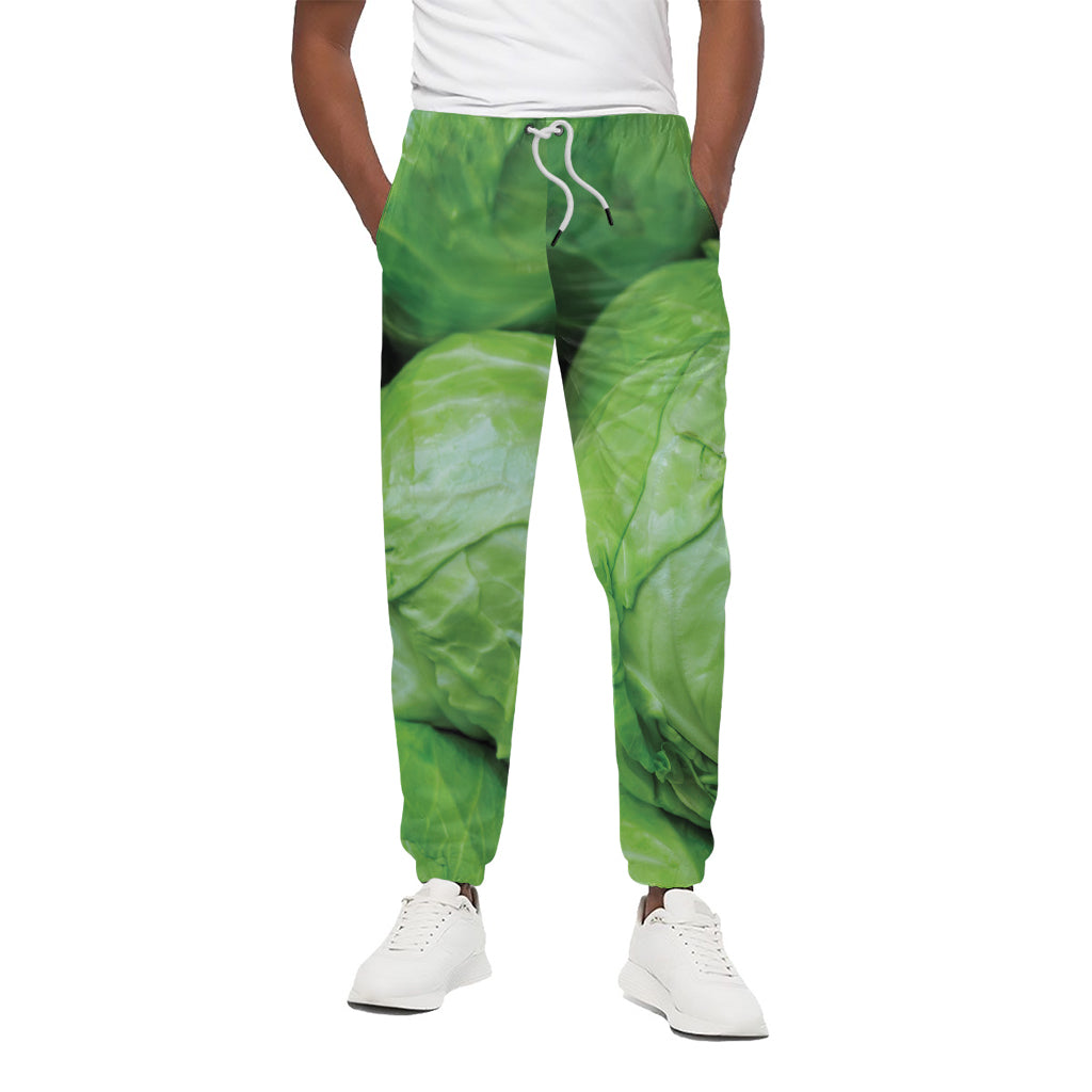 Green Cabbage Print Cotton Pants