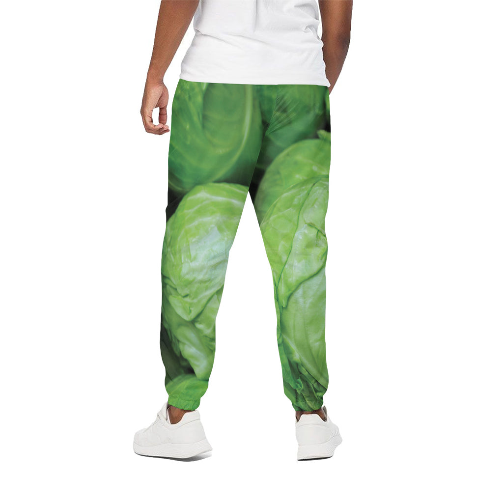 Green Cabbage Print Cotton Pants