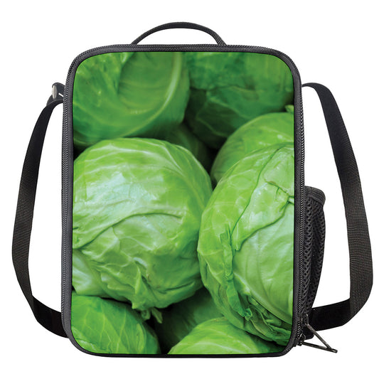 Green Cabbage Print Crossbody Lunch Bag