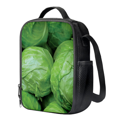 Green Cabbage Print Crossbody Lunch Bag