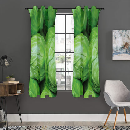 Green Cabbage Print Curtain