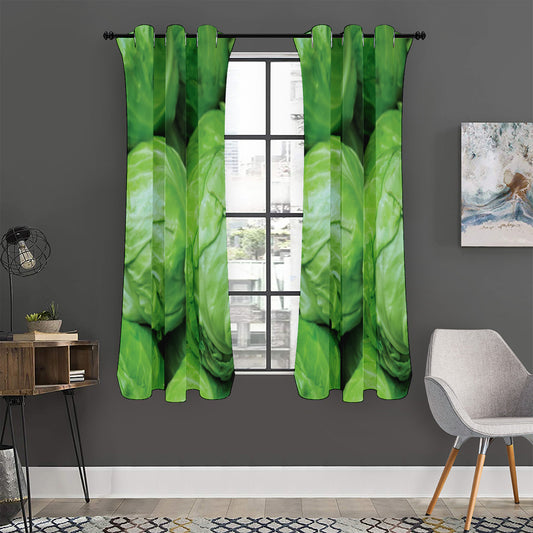 Green Cabbage Print Curtain