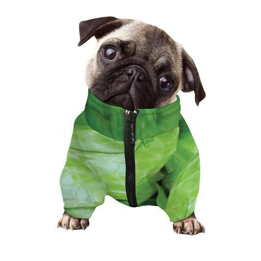 Green Cabbage Print Dog Zip Up Jacket