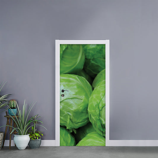 Green Cabbage Print Door Sticker