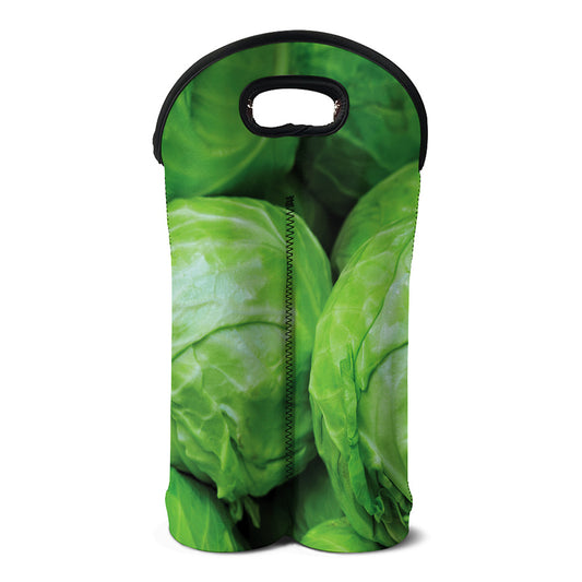Green Cabbage Print Double Neoprene Wine Tote