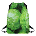 Green Cabbage Print Drawstring Backpack