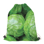 Green Cabbage Print Drawstring Bag