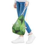 Green Cabbage Print Drawstring Bag