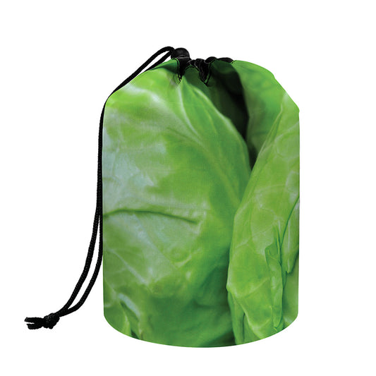 Green Cabbage Print Drawstring Makeup Bag