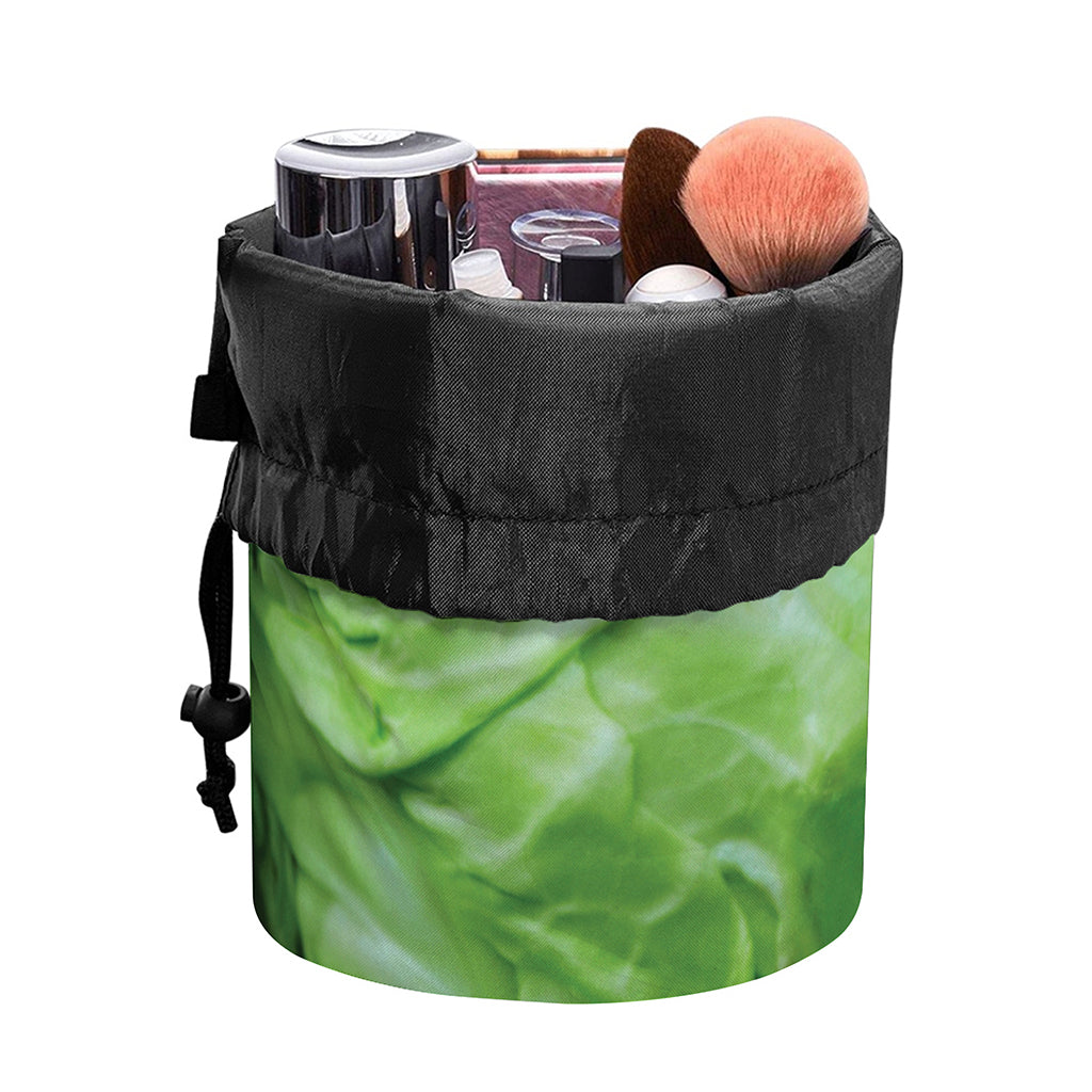 Green Cabbage Print Drawstring Makeup Bag
