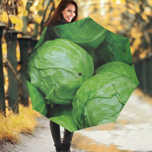 Green Cabbage Print Foldable Umbrella