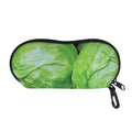 Green Cabbage Print Glasses Case