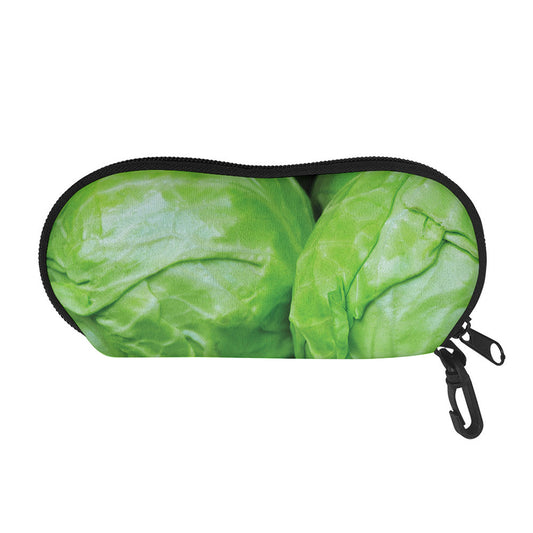 Green Cabbage Print Glasses Case