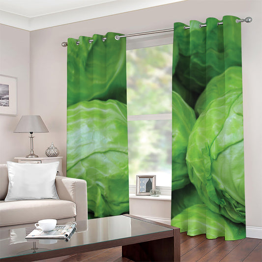 Green Cabbage Print Grommet Curtains