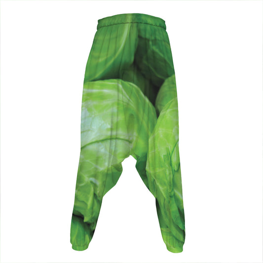 Green Cabbage Print Hammer Pants