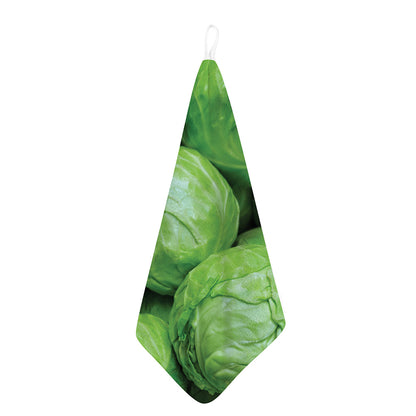 Green Cabbage Print Hand Towel