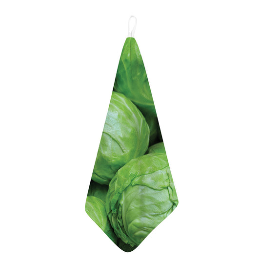 Green Cabbage Print Hand Towel