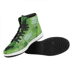 Green Cabbage Print High Top Leather Sneakers