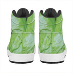 Green Cabbage Print High Top Leather Sneakers