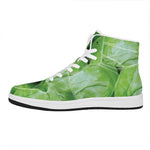 Green Cabbage Print High Top Leather Sneakers