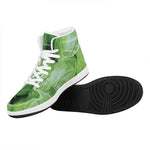 Green Cabbage Print High Top Leather Sneakers