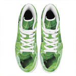 Green Cabbage Print High Top Leather Sneakers