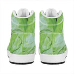 Green Cabbage Print High Top Leather Sneakers