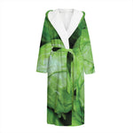 Green Cabbage Print Hooded Bathrobe