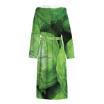 Green Cabbage Print Hooded Bathrobe
