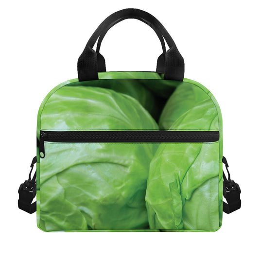 Green Cabbage Print Insulated Lunch Bag