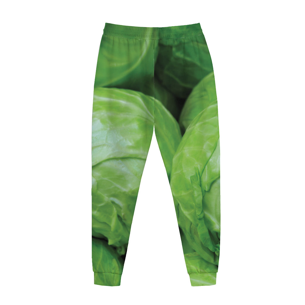 Green Cabbage Print Jogger Pants