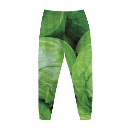 Green Cabbage Print Jogger Pants