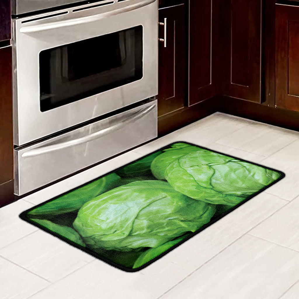 Green Cabbage Print Kitchen Mat