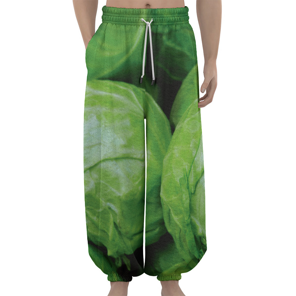 Green Cabbage Print Lantern Pants