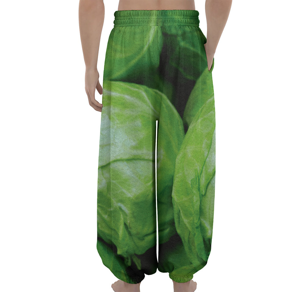 Green Cabbage Print Lantern Pants