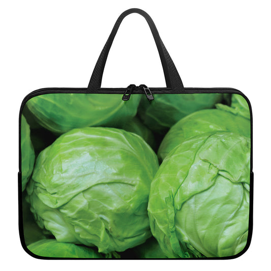 Green Cabbage Print Laptop Sleeve With Handle