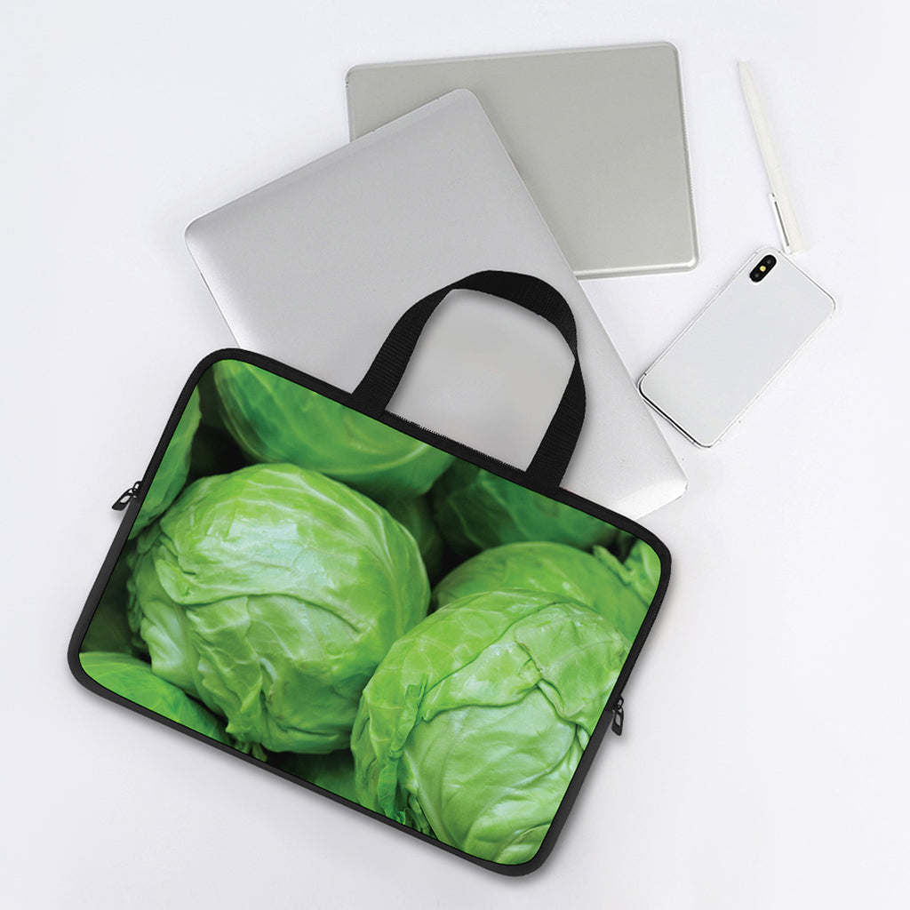 Green Cabbage Print Laptop Sleeve With Handle