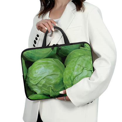Green Cabbage Print Laptop Sleeve With Handle