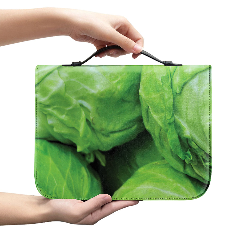 Green Cabbage Print Leather Bible Cover