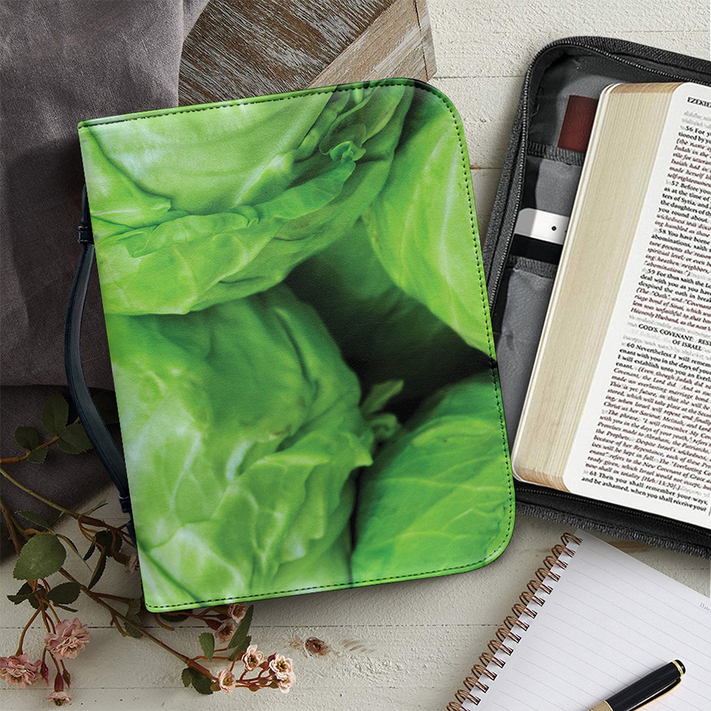 Green Cabbage Print Leather Bible Cover