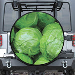 Green Cabbage Print Leather Spare Tire Cover