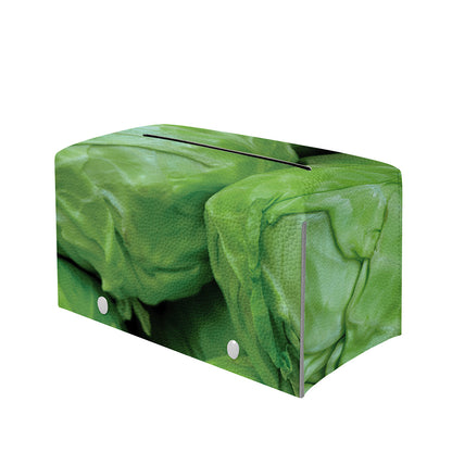 Green Cabbage Print Leather Tissue Box Cover