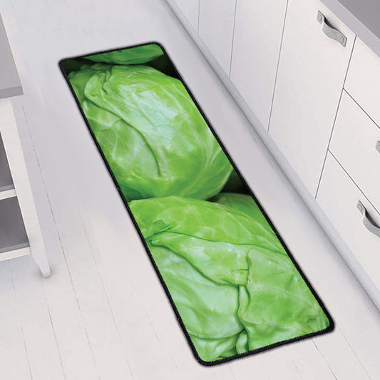 Green Cabbage Print Long Kitchen Mat