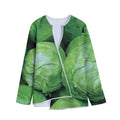Green Cabbage Print Long Sleeve Short Coat
