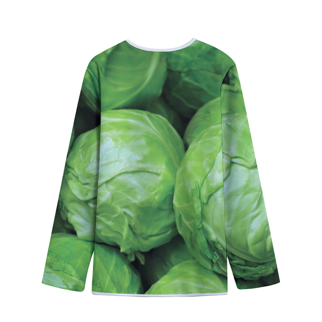 Green Cabbage Print Long Sleeve Short Coat