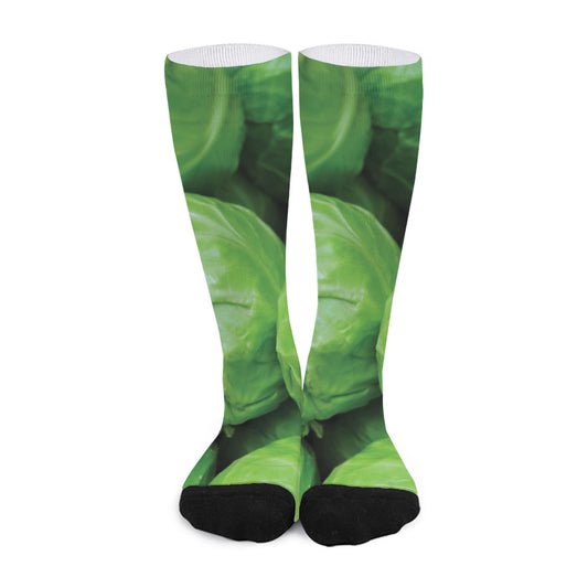 Green Cabbage Print Long Socks