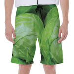 Green Cabbage Print Men's Beach Shorts