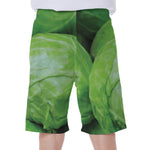 Green Cabbage Print Men's Beach Shorts